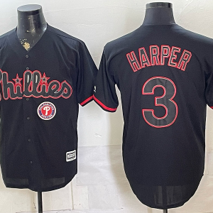 Phillies #3 Bryce Harper Black Special Edition Baseball Jersey New Cool Base Stitched MLB Jersey KK029 – 2026–27