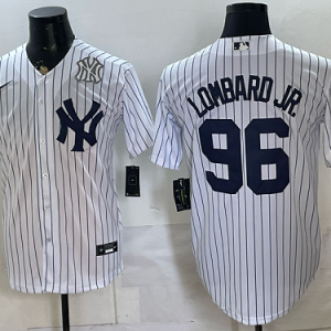 Yankees #96 George Lombard Jr. White Pinstripe Home Baseball Jersey New Cool Base Stitched MLB Jersey KK007 – 2026–27