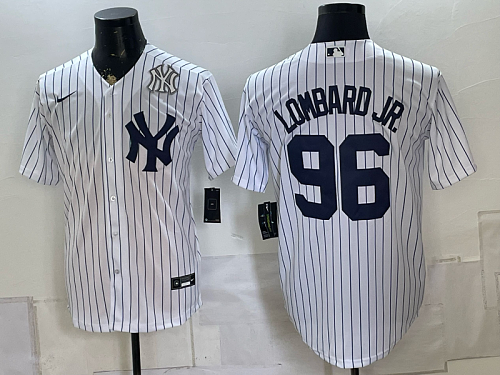 Yankees #96 George Lombard Jr. White Pinstripe Home Baseball Jersey New Cool Base Stitched MLB Jersey KK007 – 2026–27