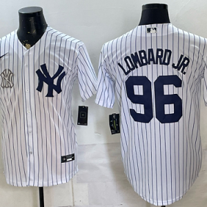 Yankees #96 George Lombard Jr. White Pinstripe Home Baseball Jersey New Cool Base Stitched MLB Jersey KK009 – 2026–27