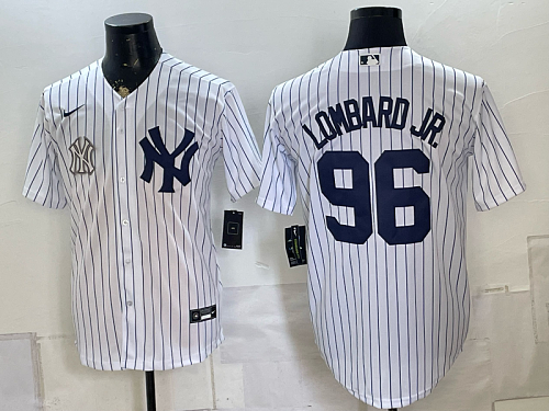 Yankees #96 George Lombard Jr. White Pinstripe Home Baseball Jersey New Cool Base Stitched MLB Jersey KK009 – 2026–27