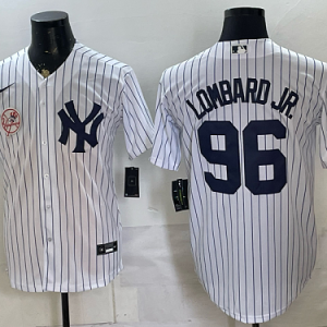 Yankees #96 George Lombard Jr. White Pinstripe Home Baseball Jersey New Cool Base Stitched MLB Jersey KK010 – 2026–27