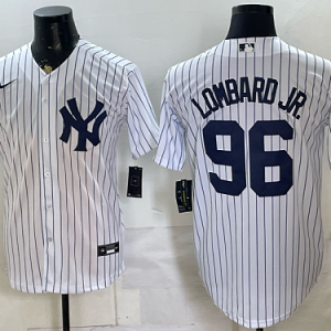 Yankees #96 George Lombard Jr. White Pinstripe Home Baseball Jersey New Cool Base Stitched MLB Jersey KK011 – 2026–27