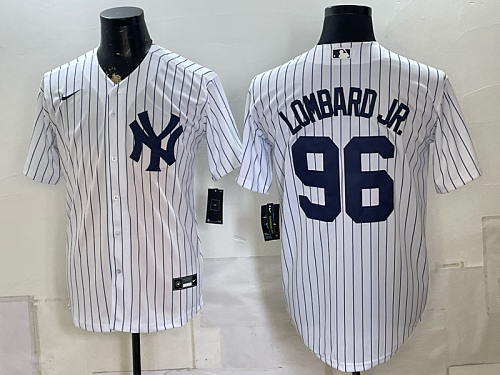 Yankees #96 George Lombard Jr. White Pinstripe Home Baseball Jersey New Cool Base Stitched MLB Jersey KK011 – 2026–27
