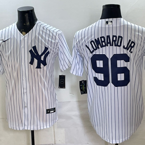 Yankees #96 George Lombard Jr. White Pinstripe Home Baseball Jersey New Cool Base Stitched MLB Jersey KK012 – 2026–27