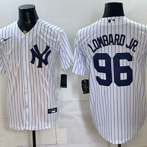Yankees #96 George Lombard Jr. White Pinstripe Home Baseball Jersey New Cool Base Stitched MLB Jersey KK013 – 2026–27