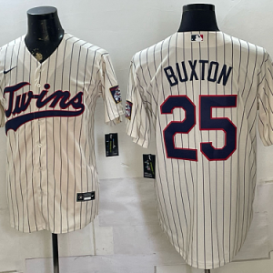 Twins #25 Byron Buxton Cream Pinstripe Throwback Baseball Jersey New Cool Base Stitched MLB Jersey KK014 – 2026–27