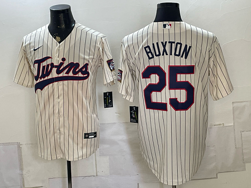 Twins #25 Byron Buxton Cream Pinstripe Throwback Baseball Jersey New Cool Base Stitched MLB Jersey KK014 – 2026–27