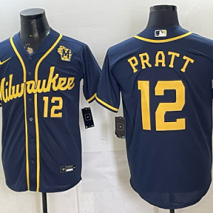 Brewers #12 Cooper Pratt Navy Blue Special Edition Baseball Jersey New Cool Base Stitched MLB Jersey KK015 – 2026–27