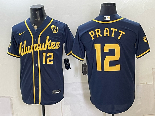 Brewers #12 Cooper Pratt Navy Blue Special Edition Baseball Jersey New Cool Base Stitched MLB Jersey KK015 – 2026–27
