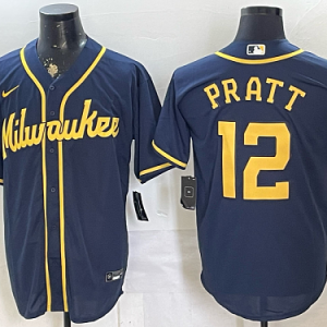 Brewers #12 Cooper Pratt Navy Blue Special Edition Baseball Jersey New Cool Base Stitched MLB Jersey KK016 – 2026–27