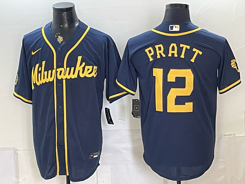 Brewers #12 Cooper Pratt Navy Blue Special Edition Baseball Jersey New Cool Base Stitched MLB Jersey KK016 – 2026–27