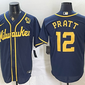 Brewers #12 Cooper Pratt Navy Blue Special Edition Baseball Jersey New Cool Base Stitched MLB Jersey KK017 – 2026–27