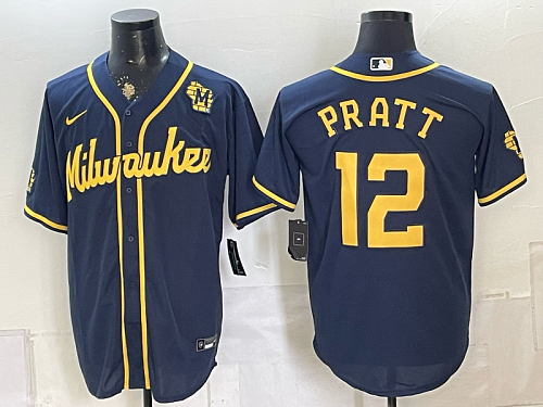 Brewers #12 Cooper Pratt Navy Blue Special Edition Baseball Jersey New Cool Base Stitched MLB Jersey KK017 – 2026–27