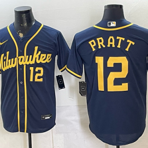 Brewers #12 Cooper Pratt Navy Blue Special Edition Baseball Jersey New Cool Base Stitched MLB Jersey KK018 – 2026–27