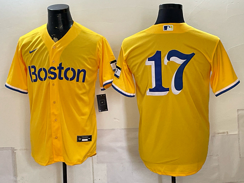 yp250168222-027 Red Sox #17 Yellow City Connect Baseball Jersey New Cool Base Stitched MLB Jersey KK027 – 2026–27