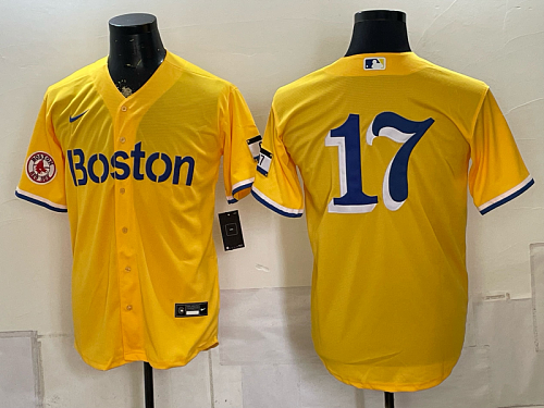 yp250168222-028 Red Sox #17 Yellow City Connect Baseball Jersey New Cool Base Stitched MLB Jersey KK028 – 2026–27