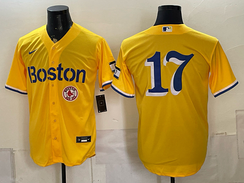 yp250168222-030 Red Sox #17 Yellow City Connect Baseball Jersey New Cool Base Stitched MLB Jersey KK030 – 2026–27