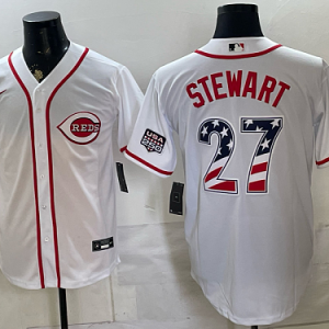 yp250168222-031 Reds #27 Sal Stewart White USA Flag Baseball Jersey New Cool Base Stitched MLB Jersey KK031 – 2026–27