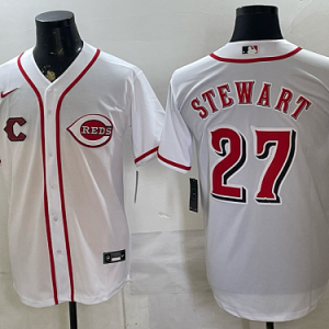 yp250168222-040 Reds #27 Sal Stewart White Home Baseball Jersey New Cool Base Stitched MLB Jersey KK040 – 2026–27