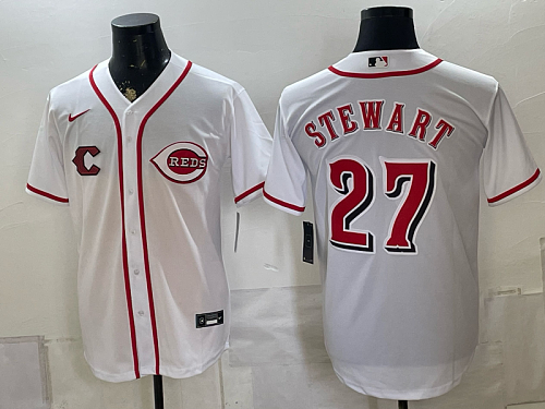 yp250168222-040 Reds #27 Sal Stewart White Home Baseball Jersey New Cool Base Stitched MLB Jersey KK040 – 2026–27