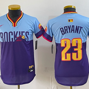 Rockies #23 Kris Bryant Powder Blue and Purple City Connect Baseball Jersey New Cool Base Stitched MLB Jersey KK048 – 2026–27