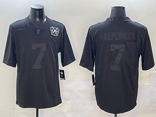 49ers #7 Colin Kaepernick Black Blackout Football Jersey Men’s Stitched NFL Elite Jersey KK019 – 2026–27