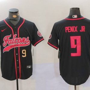 Braves #9 Michael Penix Jr. Black Football Crossover Baseball Jersey New Cool Base Stitched MLB Jersey KK029 – 2026–27