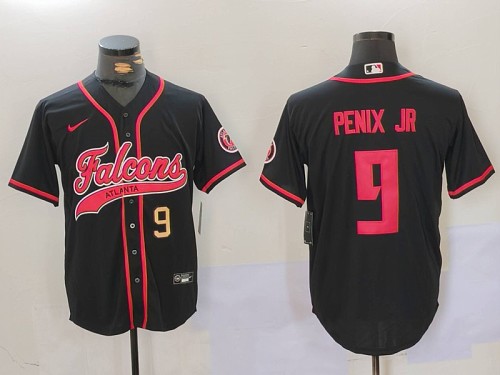 Braves #9 Michael Penix Jr. Black Football Crossover Baseball Jersey New Cool Base Stitched MLB Jersey KK029 – 2026–27