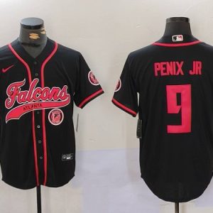 Braves #9 Michael Penix Jr. Black Football Crossover Baseball Jersey New Cool Base Stitched MLB Jersey KK030 – 2026–27