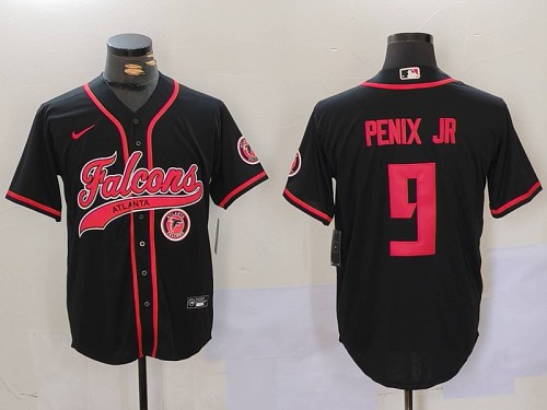 Braves #9 Michael Penix Jr. Black Football Crossover Baseball Jersey New Cool Base Stitched MLB Jersey KK030 – 2026–27