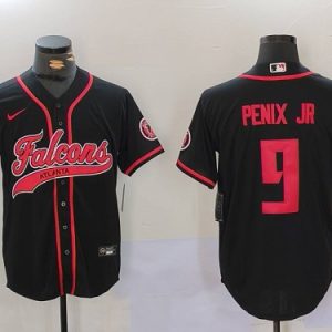 Braves #9 Michael Penix Jr. Black Football Crossover Baseball Jersey New Cool Base Stitched MLB Jersey KK031 – 2026–27