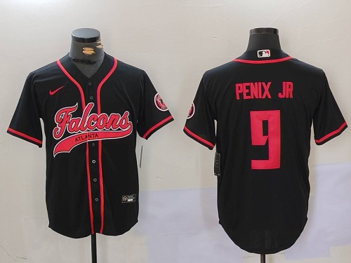 Braves #9 Michael Penix Jr. Black Football Crossover Baseball Jersey New Cool Base Stitched MLB Jersey KK031 – 2026–27