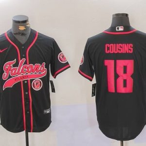 Braves #18 Kirk Cousins Black Football Crossover Baseball Jersey New Cool Base Stitched MLB Jersey KK032 – 2026–27