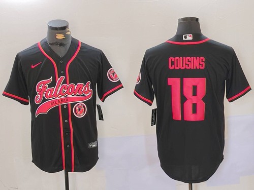 Braves #18 Kirk Cousins Black Football Crossover Baseball Jersey New Cool Base Stitched MLB Jersey KK032 – 2026–27