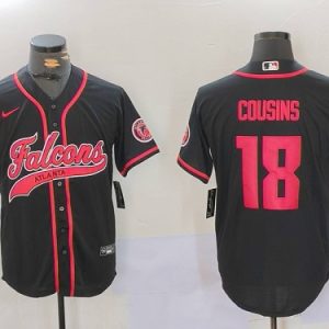 Braves #18 Kirk Cousins Black Football Crossover Baseball Jersey New Cool Base Stitched MLB Jersey KK033 – 2026–27