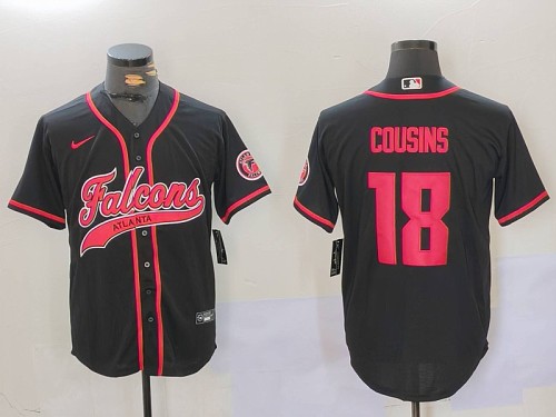 Braves #18 Kirk Cousins Black Football Crossover Baseball Jersey New Cool Base Stitched MLB Jersey KK033 – 2026–27