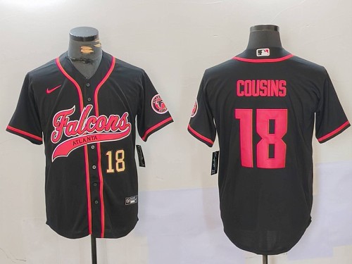 Braves #18 Kirk Cousins Black Football Crossover Baseball Jersey New Cool Base Stitched MLB Jersey KK034 – 2026–27