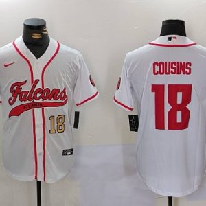 Braves #18 Kirk Cousins White Football Crossover Baseball Jersey New Cool Base Stitched MLB Jersey KK035 – 2026–27