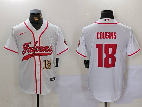 Braves #18 Kirk Cousins White Football Crossover Baseball Jersey New Cool Base Stitched MLB Jersey KK035 – 2026–27