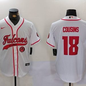 Braves #18 Kirk Cousins White Football Crossover Baseball Jersey New Cool Base Stitched MLB Jersey KK036 – 2026–27