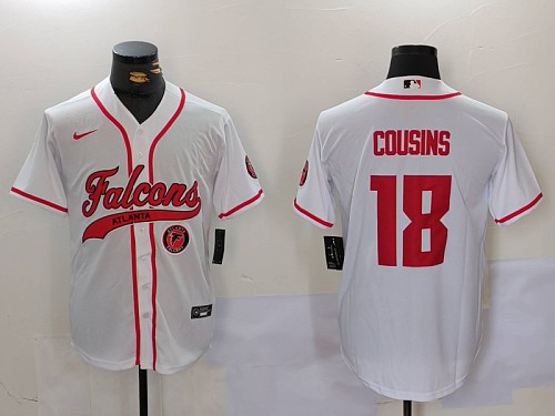 Braves #18 Kirk Cousins White Football Crossover Baseball Jersey New Cool Base Stitched MLB Jersey KK036 – 2026–27
