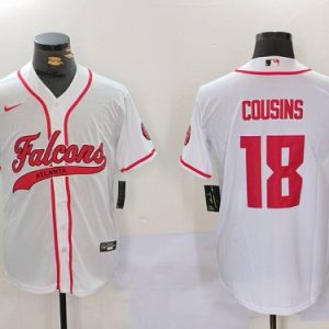 Braves #18 Kirk Cousins White Football Crossover Baseball Jersey New Cool Base Stitched MLB Jersey KK037 – 2026–27