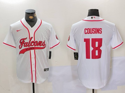 Braves #18 Kirk Cousins White Football Crossover Baseball Jersey New Cool Base Stitched MLB Jersey KK037 – 2026–27