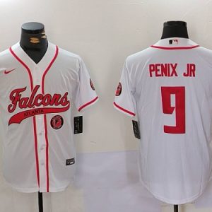Braves #9 Michael Penix Jr. White Football Crossover Baseball Jersey New Cool Base Stitched MLB Jersey KK038 – 2026–27