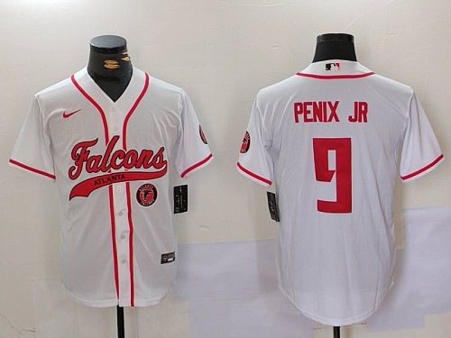 Braves #9 Michael Penix Jr. White Football Crossover Baseball Jersey New Cool Base Stitched MLB Jersey KK038 – 2026–27