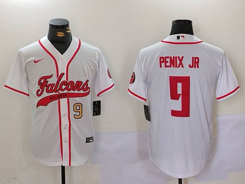 Braves #9 Michael Penix Jr. White Football Crossover Baseball Jersey New Cool Base Stitched MLB Jersey KK039 – 2026–27