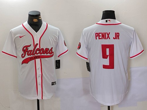 Braves #9 Michael Penix Jr. White Football Crossover Baseball Jersey New Cool Base Stitched MLB Jersey KK040 – 2026–27