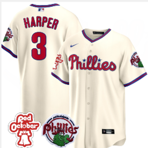 Phillies #3 Bryce Harper Cream Special Edition Baseball Jersey New Cool Base Stitched MLB Jersey KK053 – 2026–27