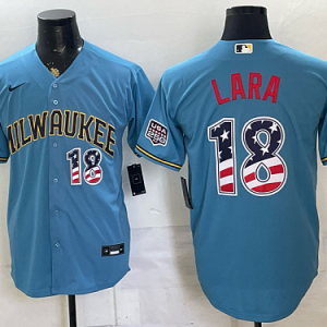 Brewers #32 Jacob Misiorowski Powder Blue USA Flag Baseball Jersey New Cool Base Stitched MLB Jersey KK003 – 2026–27